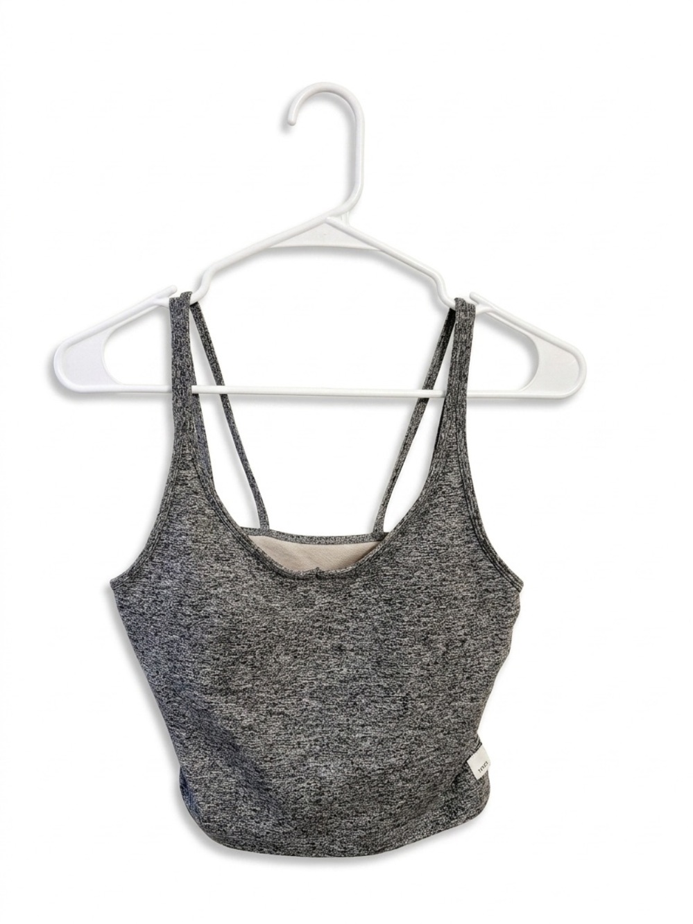 Vuori Gray Heather Double-Strap Crop Tank